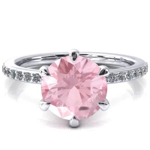 Nora Round Pink Sapphire Solitaire 6 Prong Ring