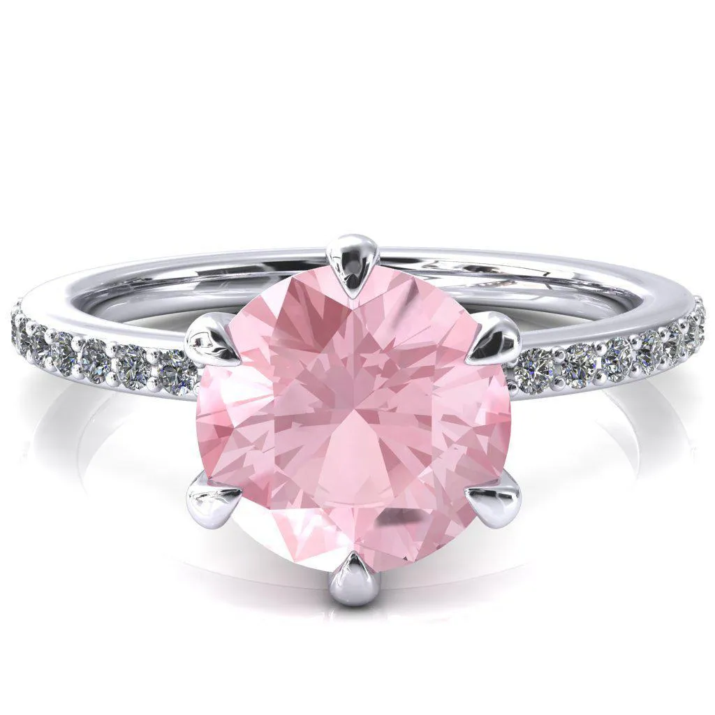 Nora Round Pink Sapphire Solitaire 6 Prong Ring