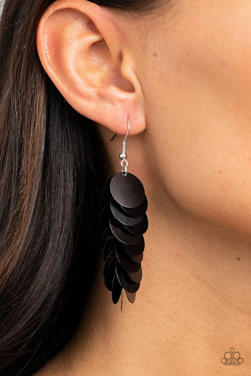 Now You SEQUIN It Black Paparazzi Earrings