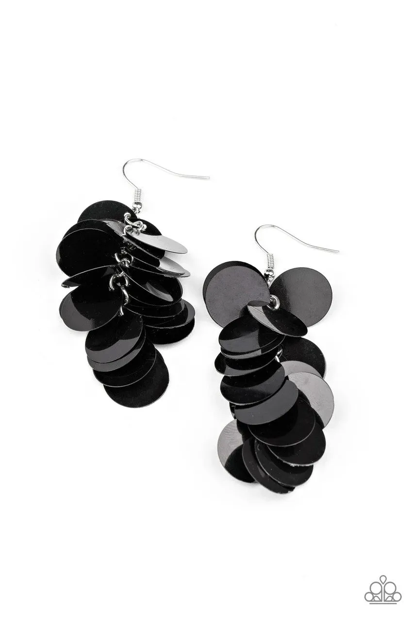 Now You SEQUIN It Black Paparazzi Earrings