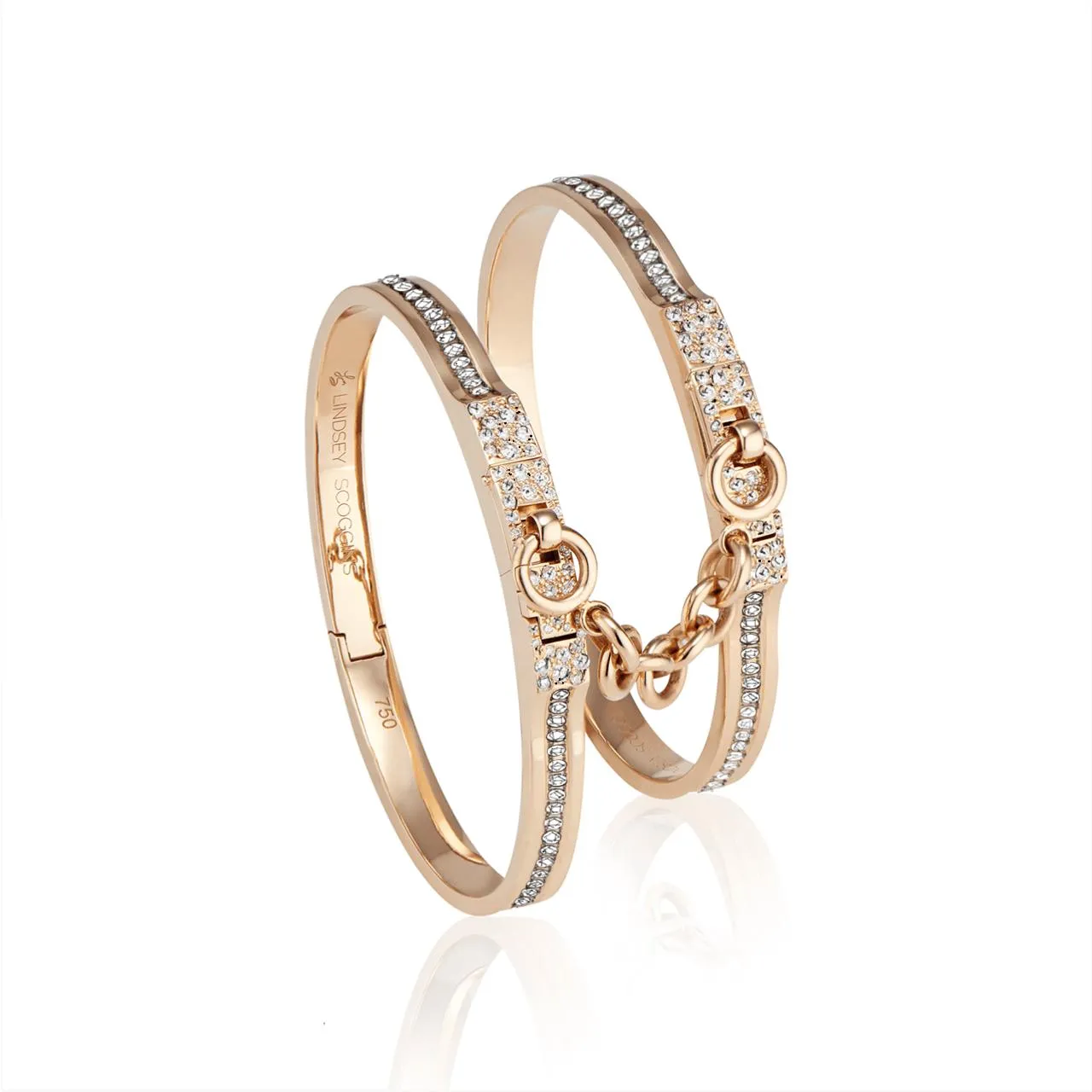 OATH DOUBLE CUFFS WITH PAVE DIAMOND ROW AND PAVE LATCH