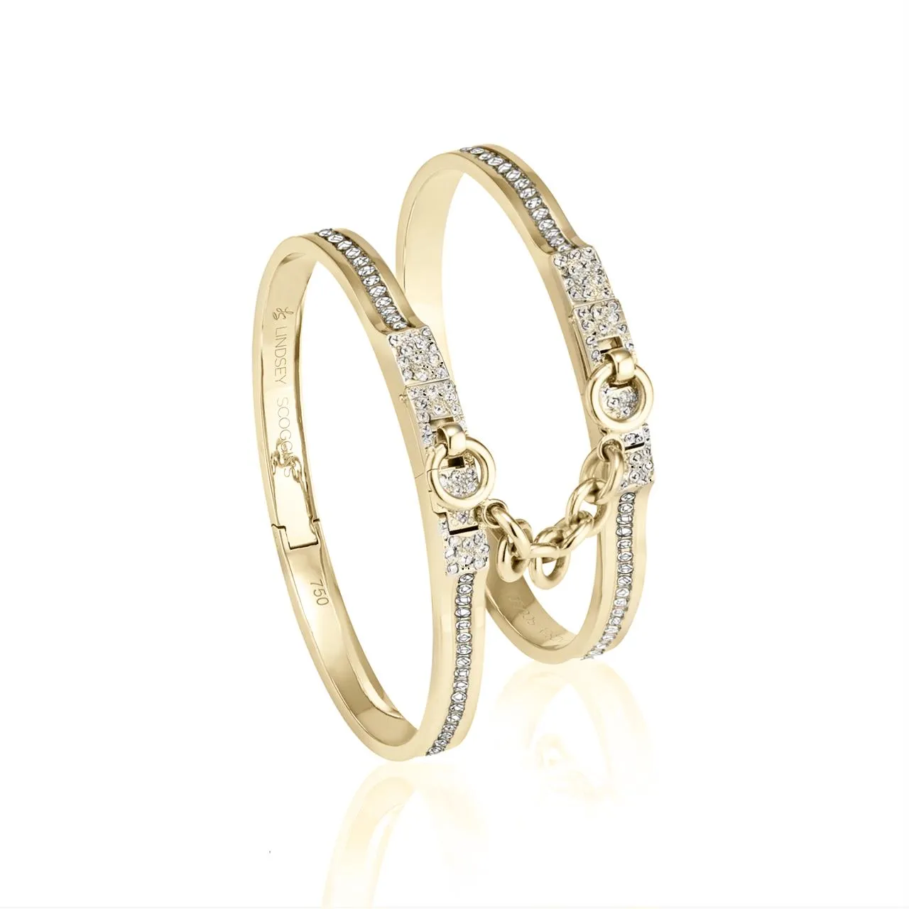OATH DOUBLE CUFFS WITH PAVE DIAMOND ROW AND PAVE LATCH