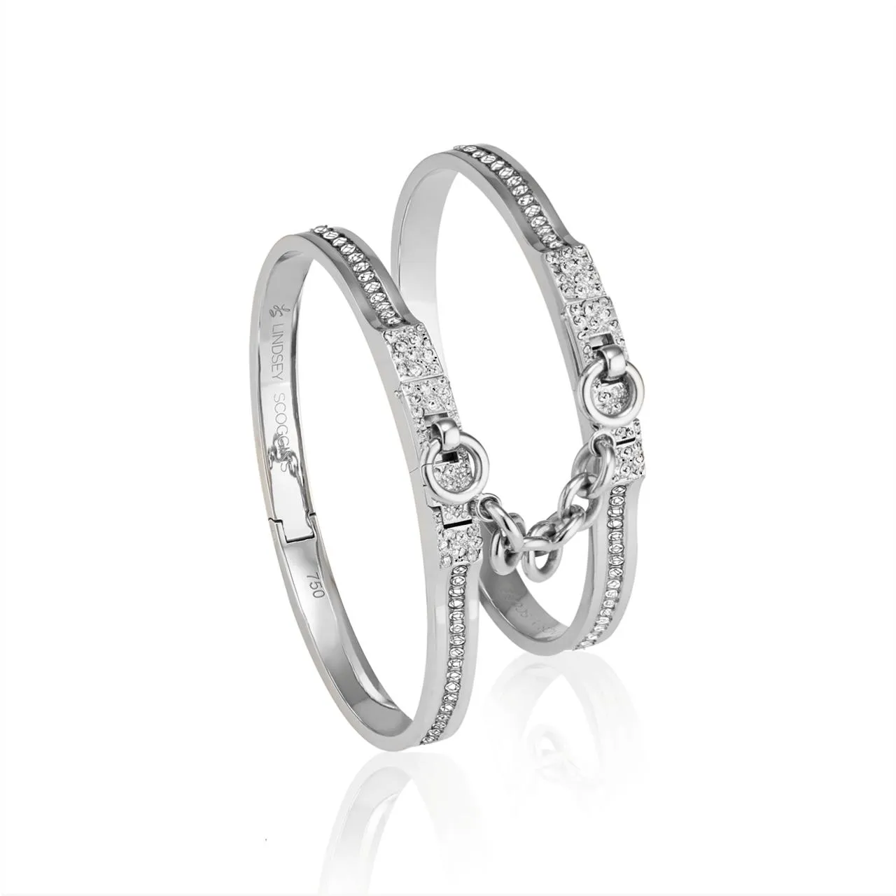 OATH DOUBLE CUFFS WITH PAVE DIAMOND ROW AND PAVE LATCH