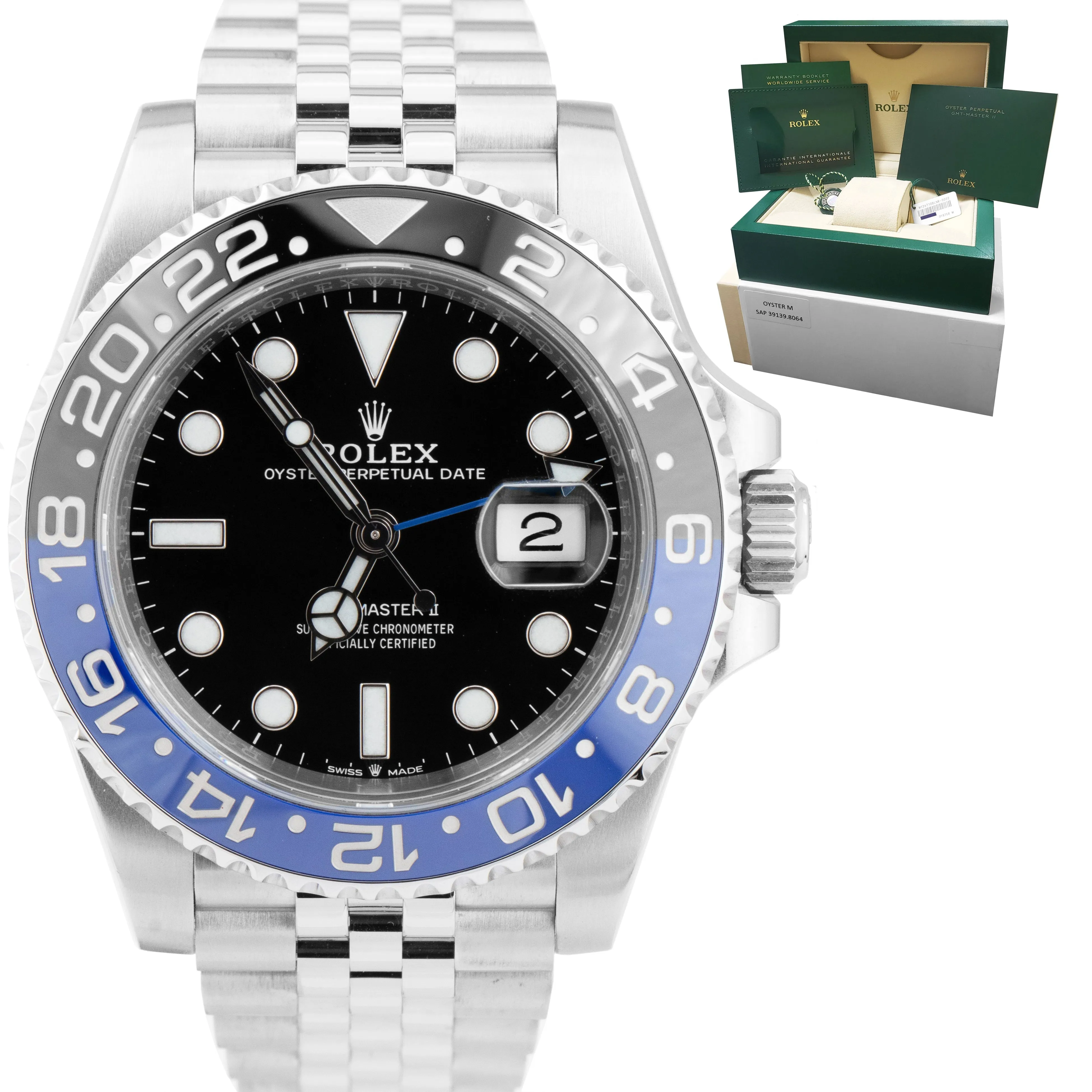 OCT 2022 Rolex GMT-Master II Batman Black Blue Jubilee 126710 BLNR 40mm Watch