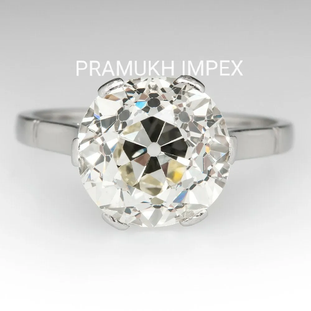 Old European Cut Moissanite Engagement Ring White Gold Crown Solitaire vintage Wedding Ring For annivarsary Gift 5.40CT