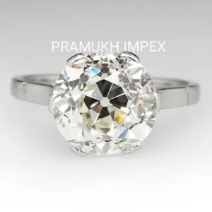 Old European Cut Moissanite Engagement Ring White Gold Crown Solitaire vintage Wedding Ring For annivarsary Gift 5.40CT