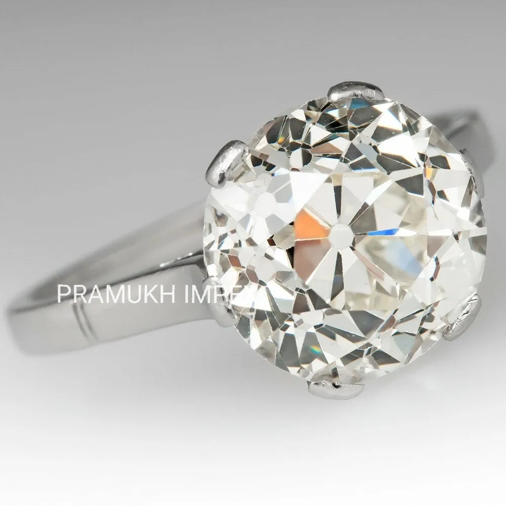 Old European Cut Moissanite Engagement Ring White Gold Crown Solitaire vintage Wedding Ring For annivarsary Gift 5.40CT