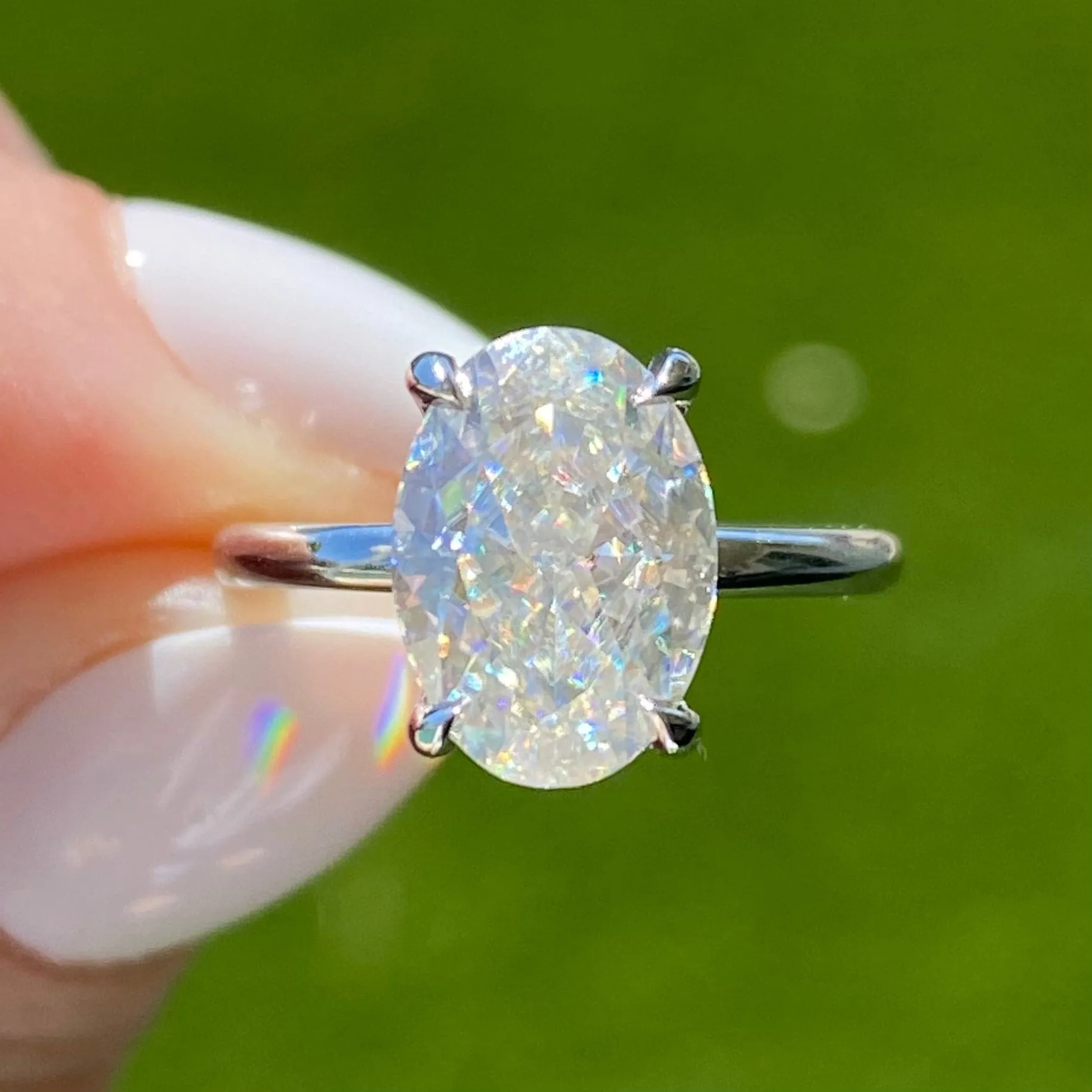 Olivia FLUSH (3ct) Oval Moissanite Engagement Ring