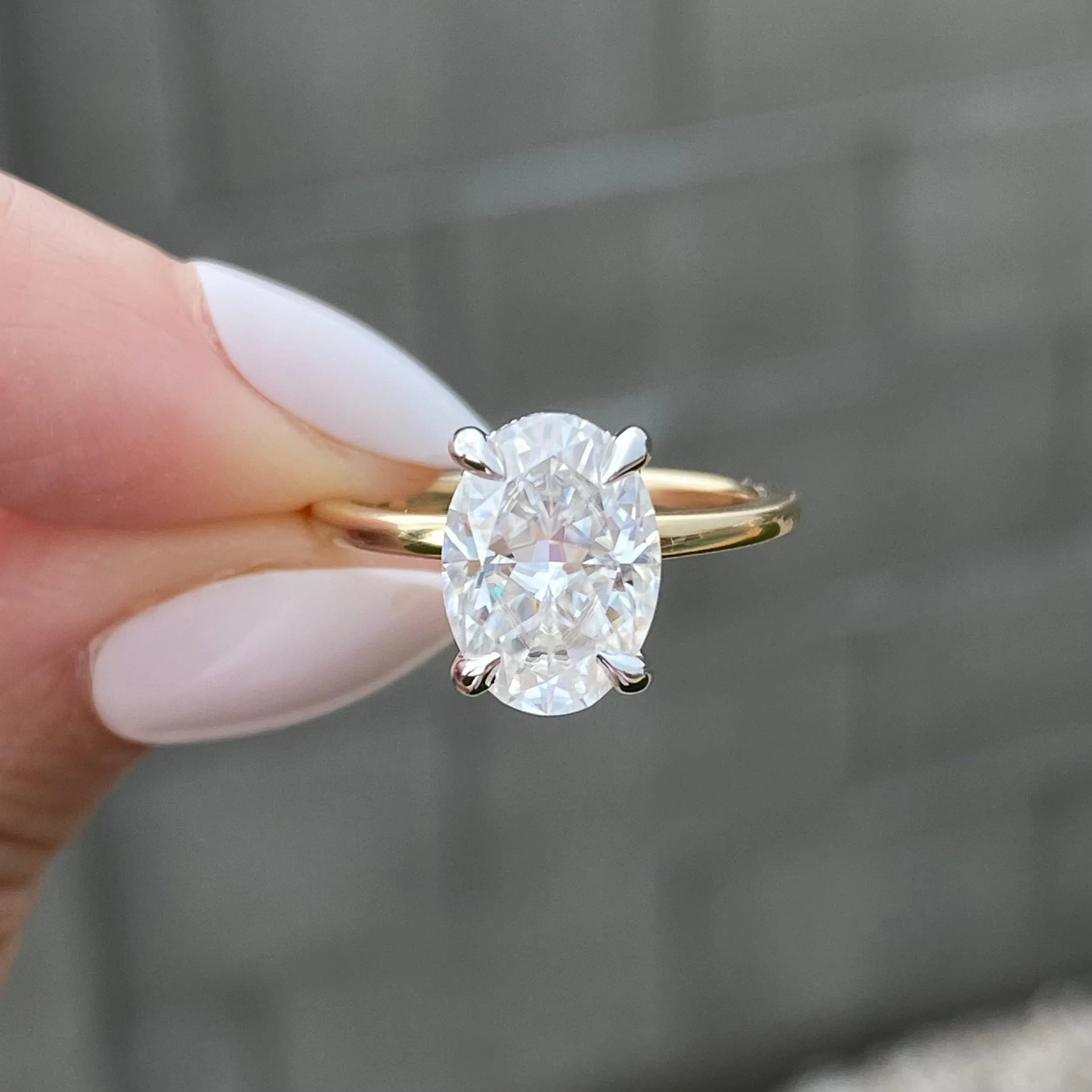 Olivia FLUSH (3ct) Oval Moissanite Ring ( ) Hidden Halo