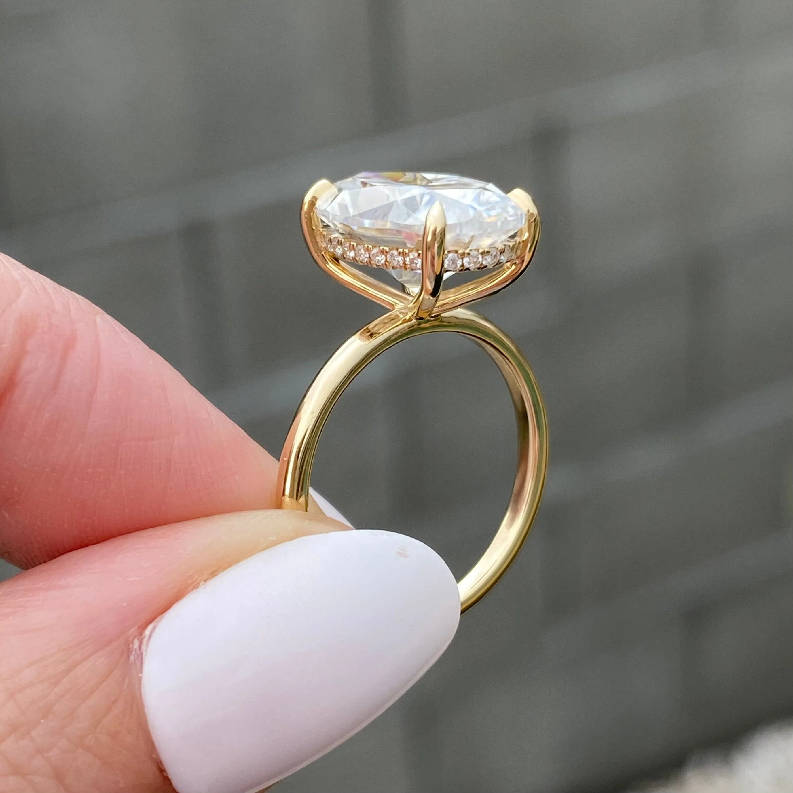 Olivia FLUSH (6.2ct) Oval Engagement Ring ( ) Hidden Halo