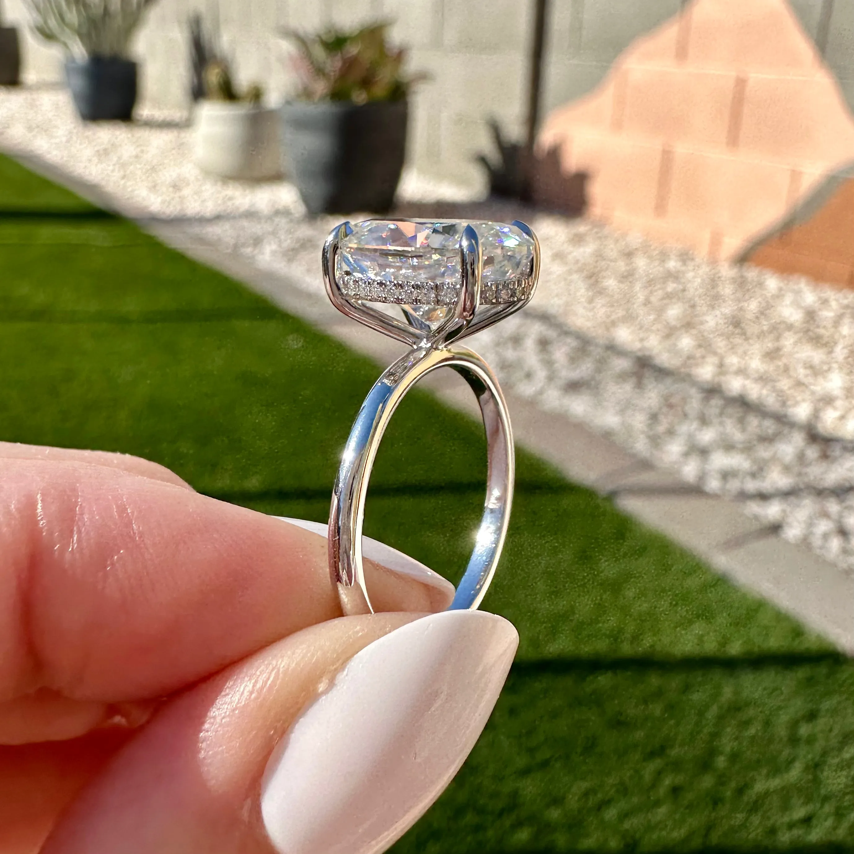 Olivia FLUSH (6.2ct) Oval Engagement Ring ( ) Hidden Halo