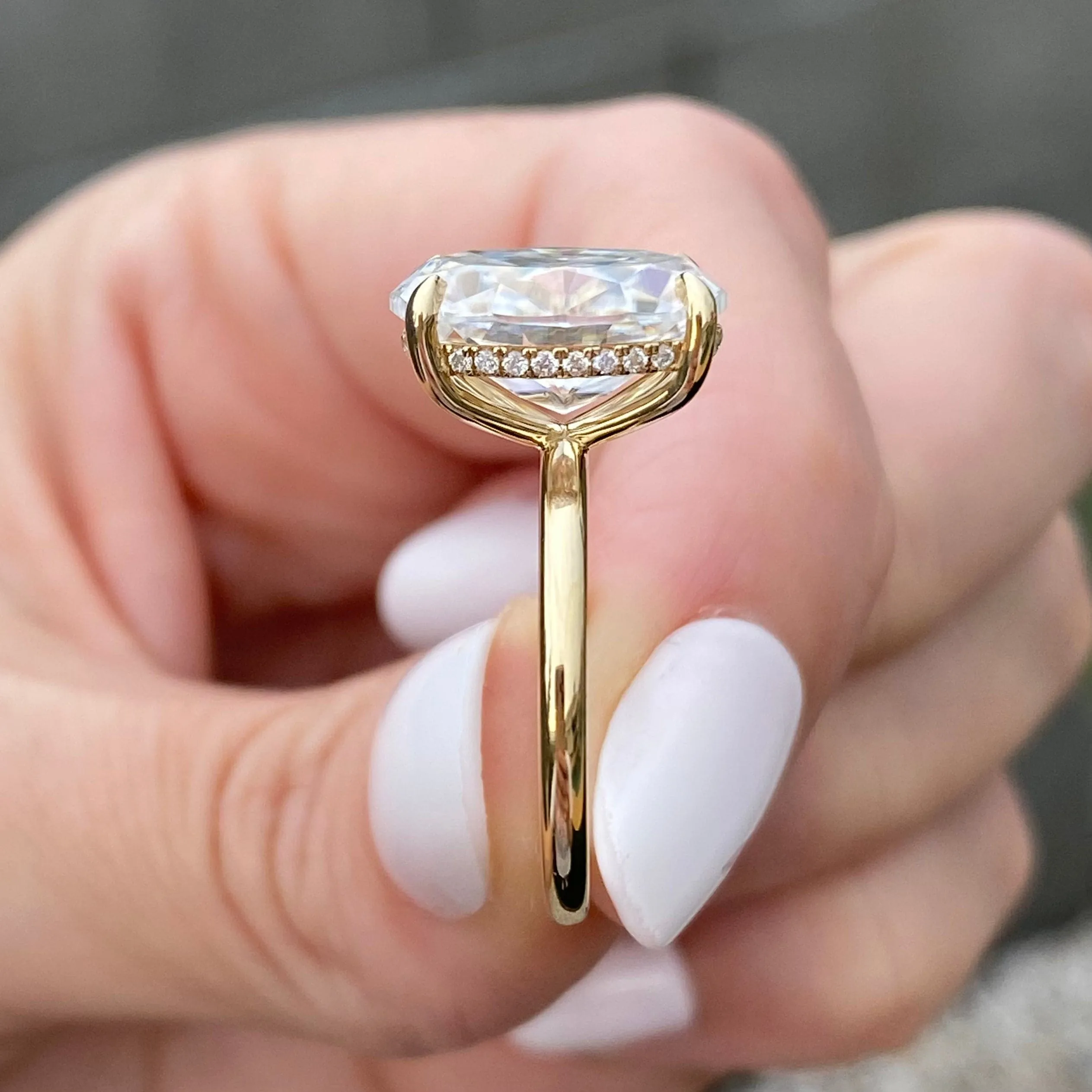 Olivia FLUSH (6.2ct) Oval Engagement Ring ( ) Hidden Halo