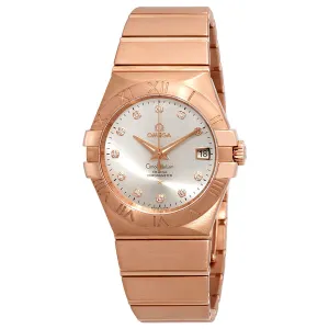 Omega Constellation 18kt Rose Gold Automatic Diamond Ladies Watch 123.50.35.20.52.001
