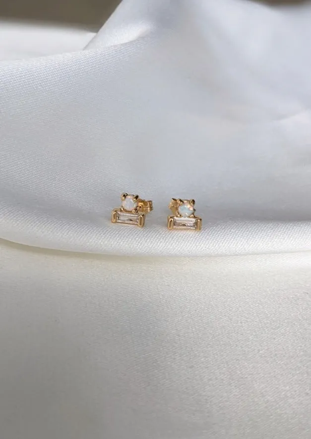 Opal Baguette Studs by Layer the Love