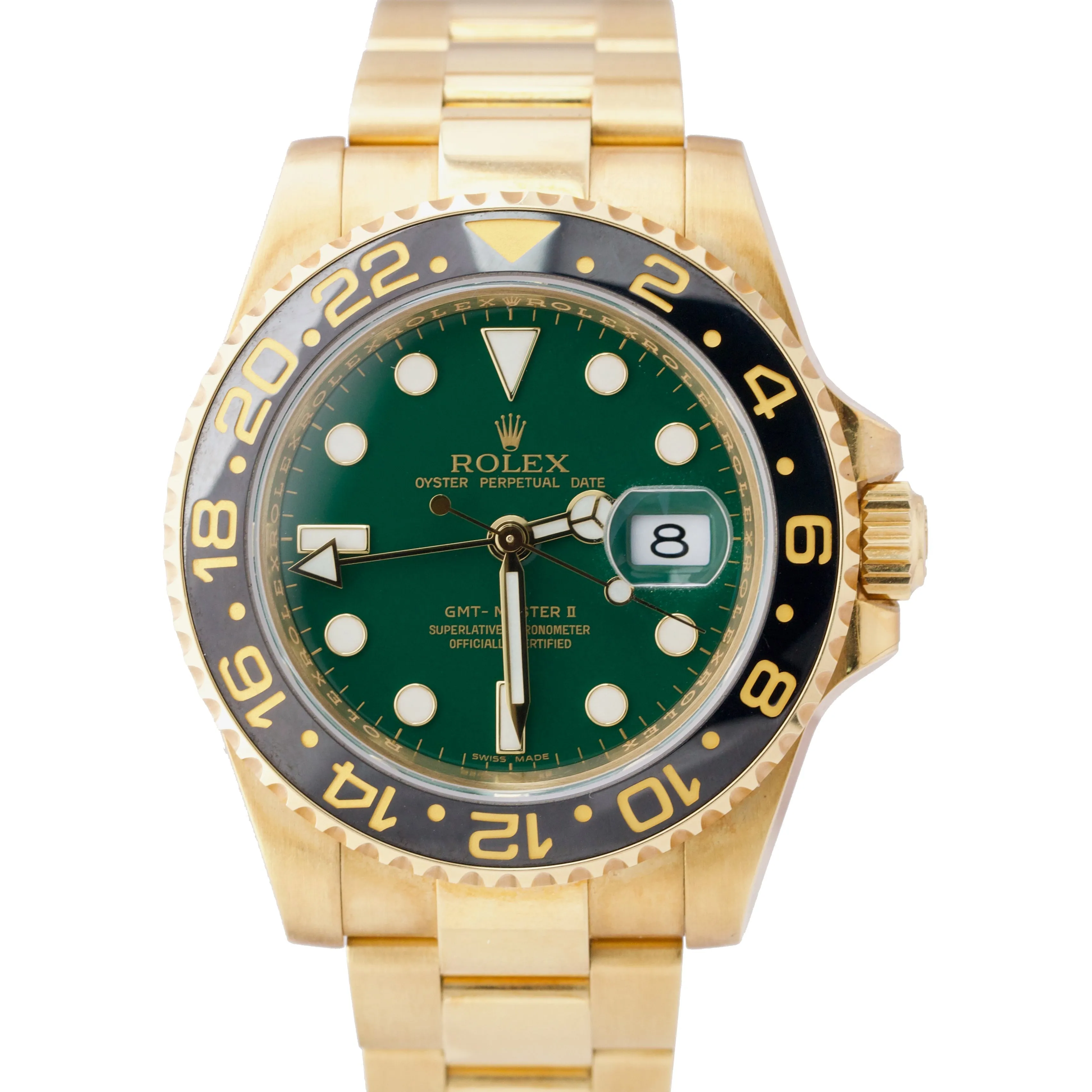 ORIGINAL GREEN DIAL Rolex GMT-Master II Ceramic Black 18K Gold 40mm 116718 BOX