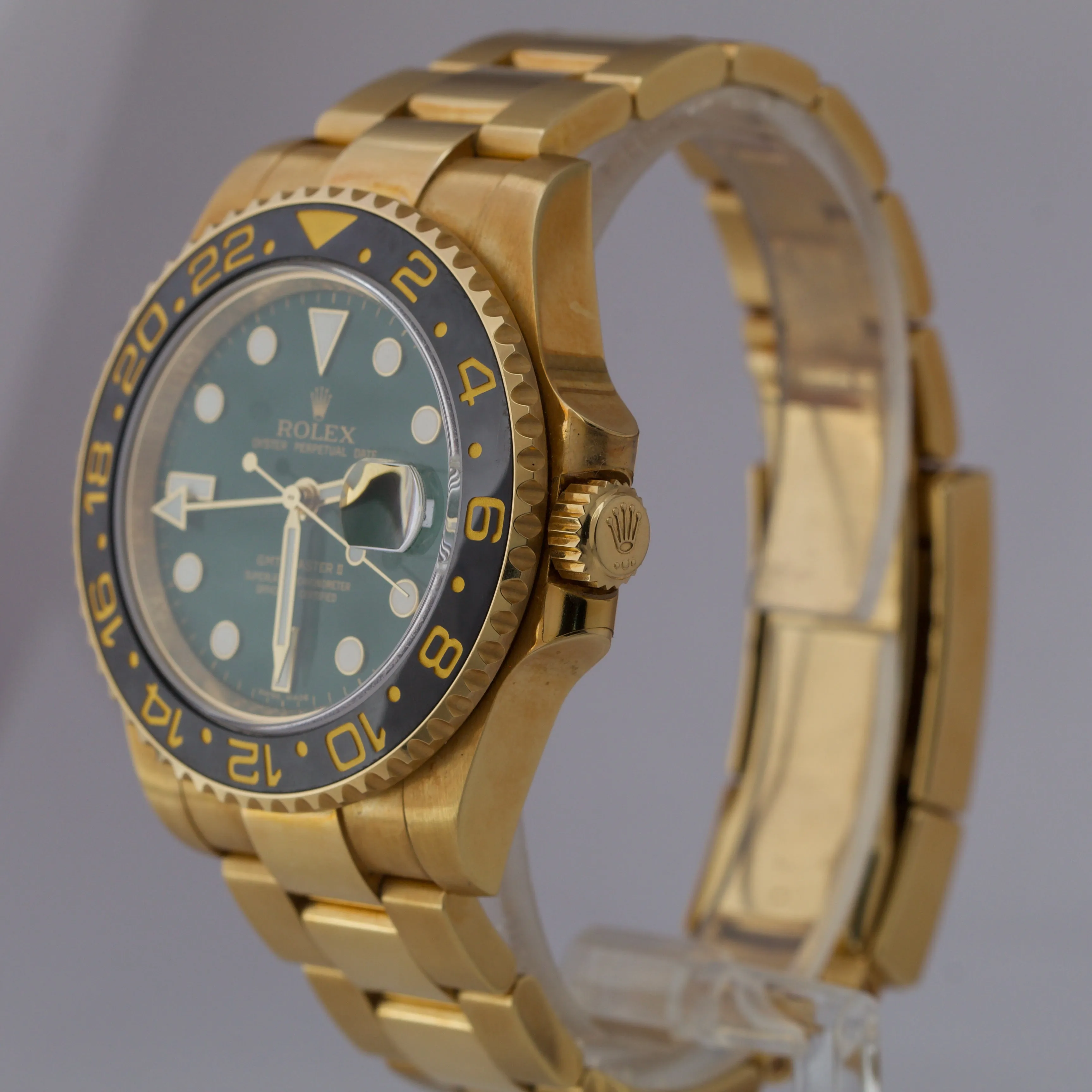ORIGINAL GREEN DIAL Rolex GMT-Master II Ceramic Black 18K Gold 40mm 116718 BOX