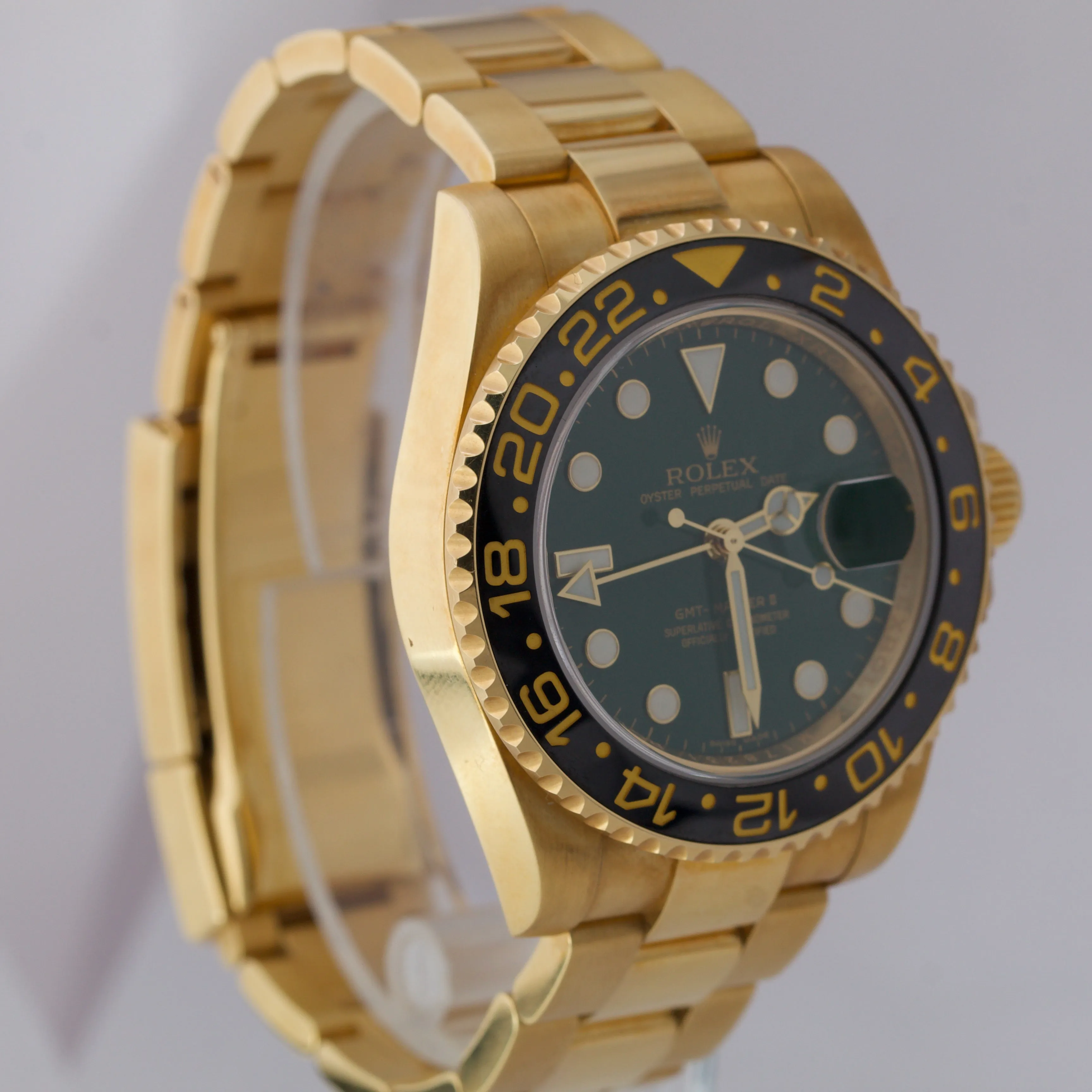ORIGINAL GREEN DIAL Rolex GMT-Master II Ceramic Black 18K Gold 40mm 116718 BOX