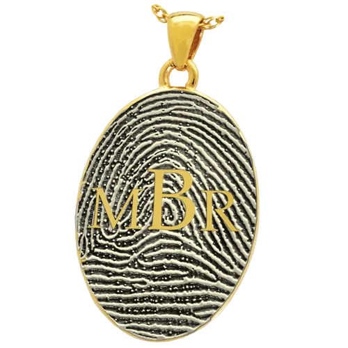 Oval Fingerprint with Monogram Pendant