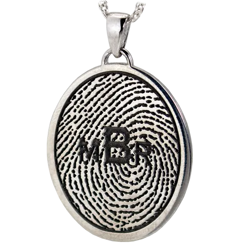 Oval Fingerprint with Monogram Pendant