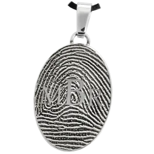 Oval Fingerprint with Monogram Pendant