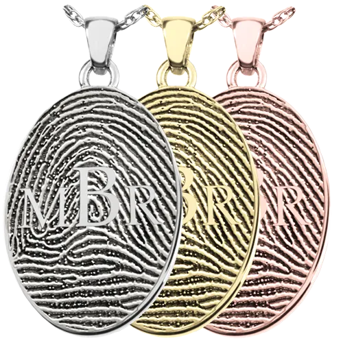 Oval Fingerprint with Monogram Pendant