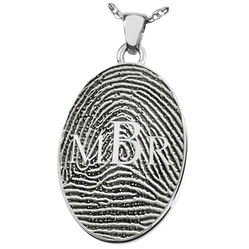 Oval Fingerprint with Monogram Pendant