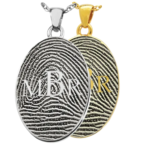 Oval Fingerprint with Monogram Pendant
