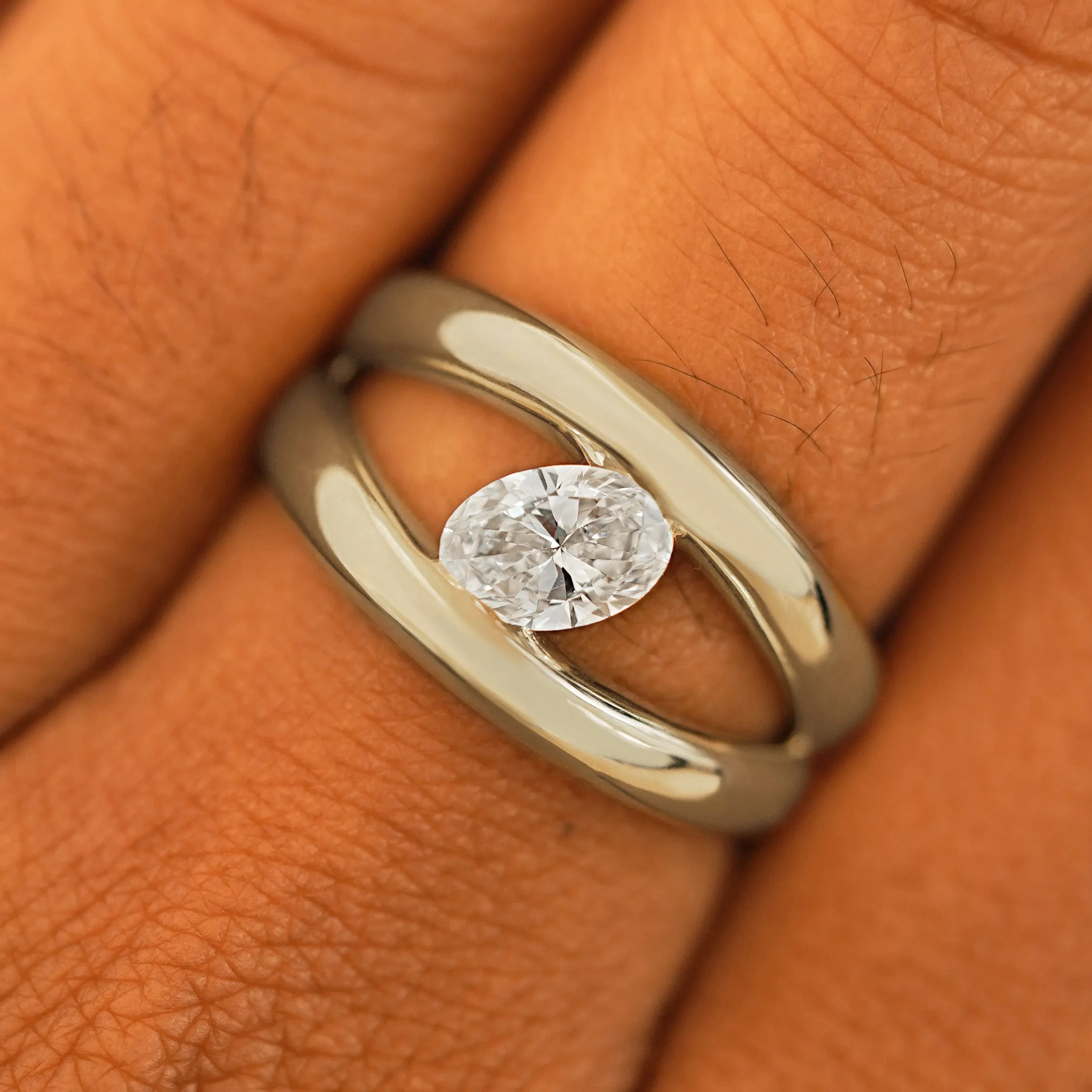 Oval Lab Diamond Tension Ring