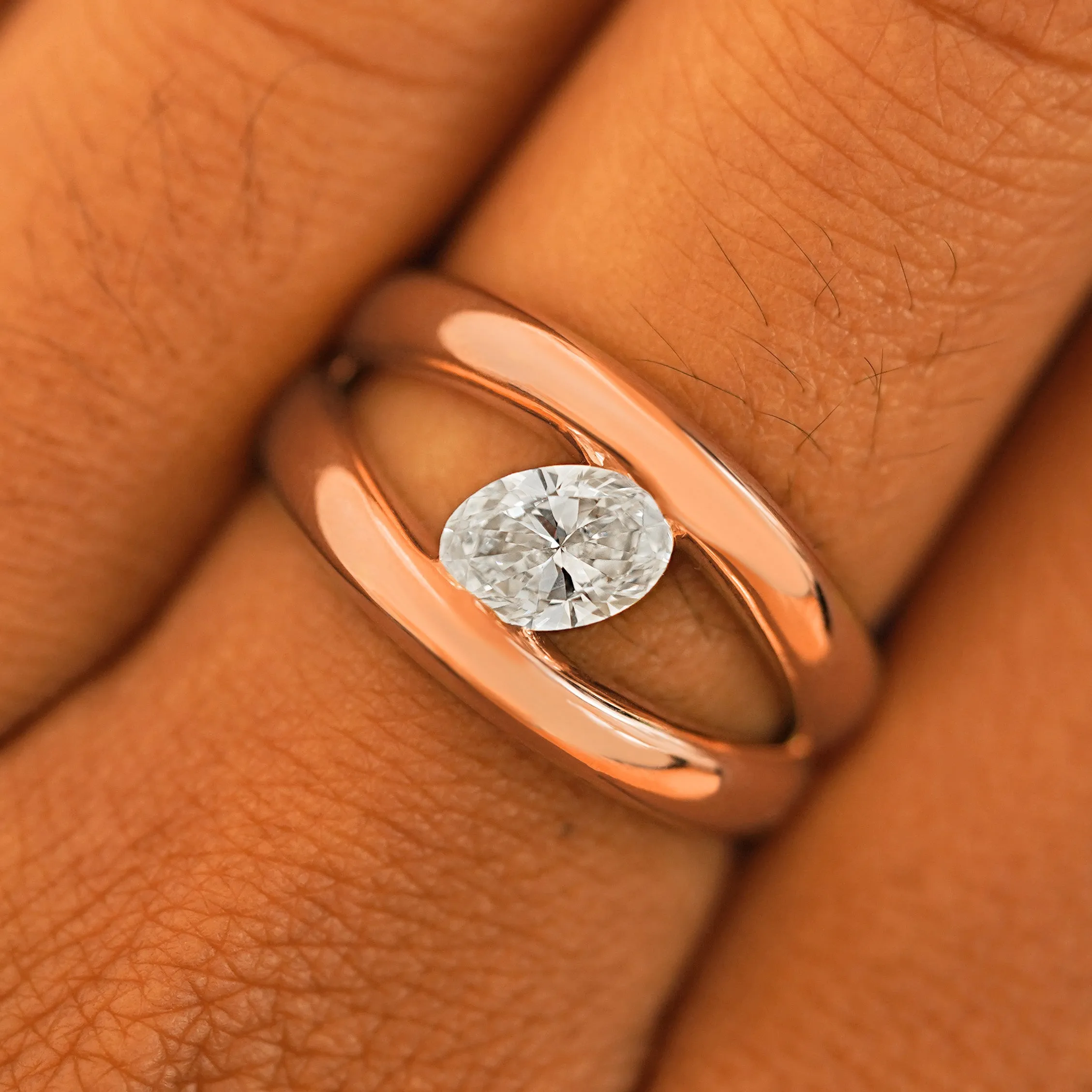 Oval Lab Diamond Tension Ring