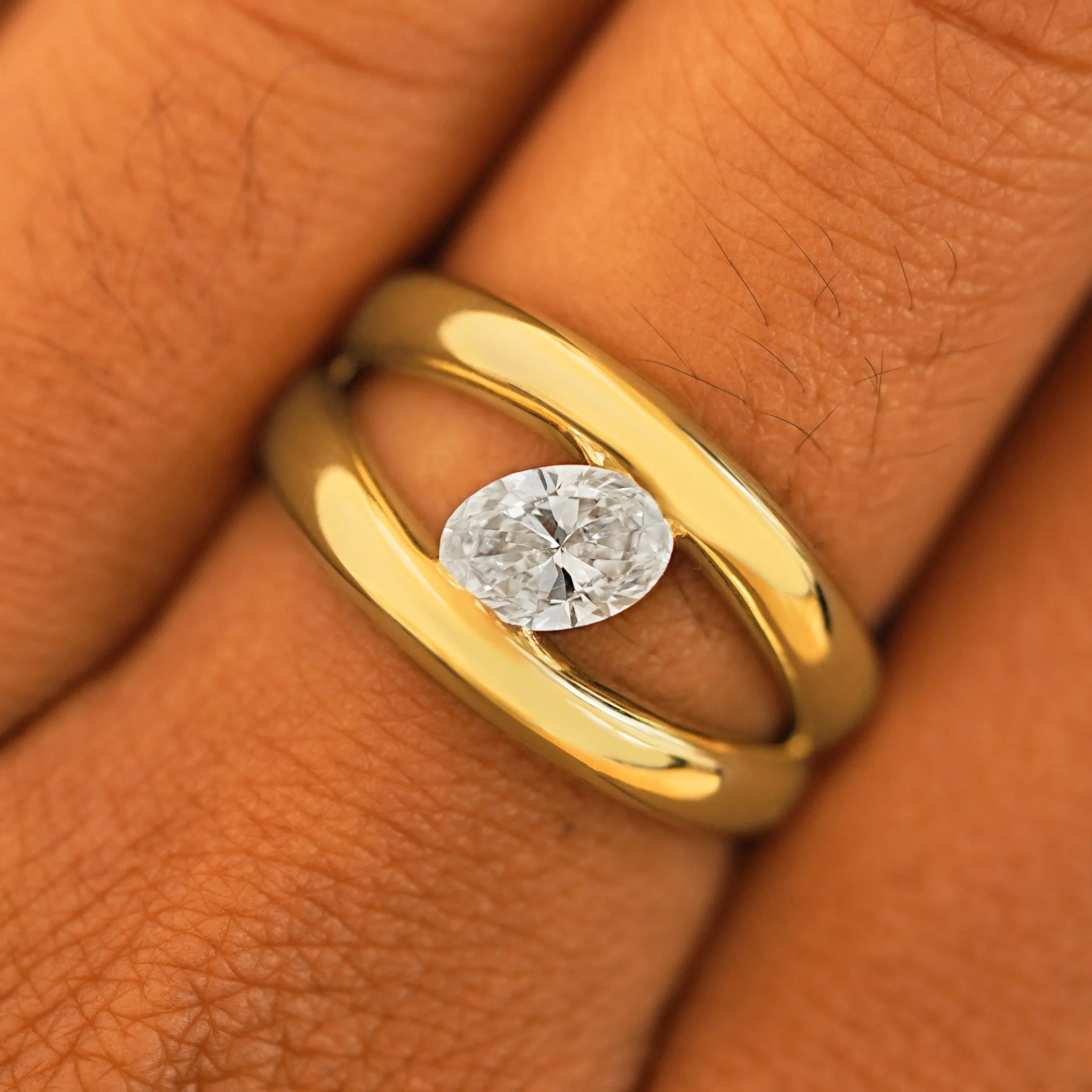 Oval Lab Diamond Tension Ring