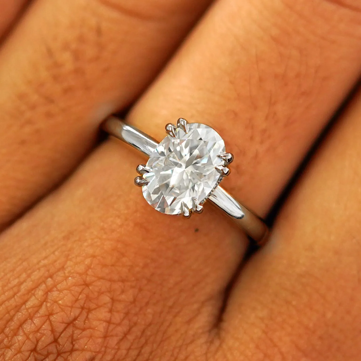 Oval Moissanite Halo Ring