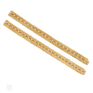 Pair of VCA "Angel Hair" gold and diamond bracelets convertible to a necklace