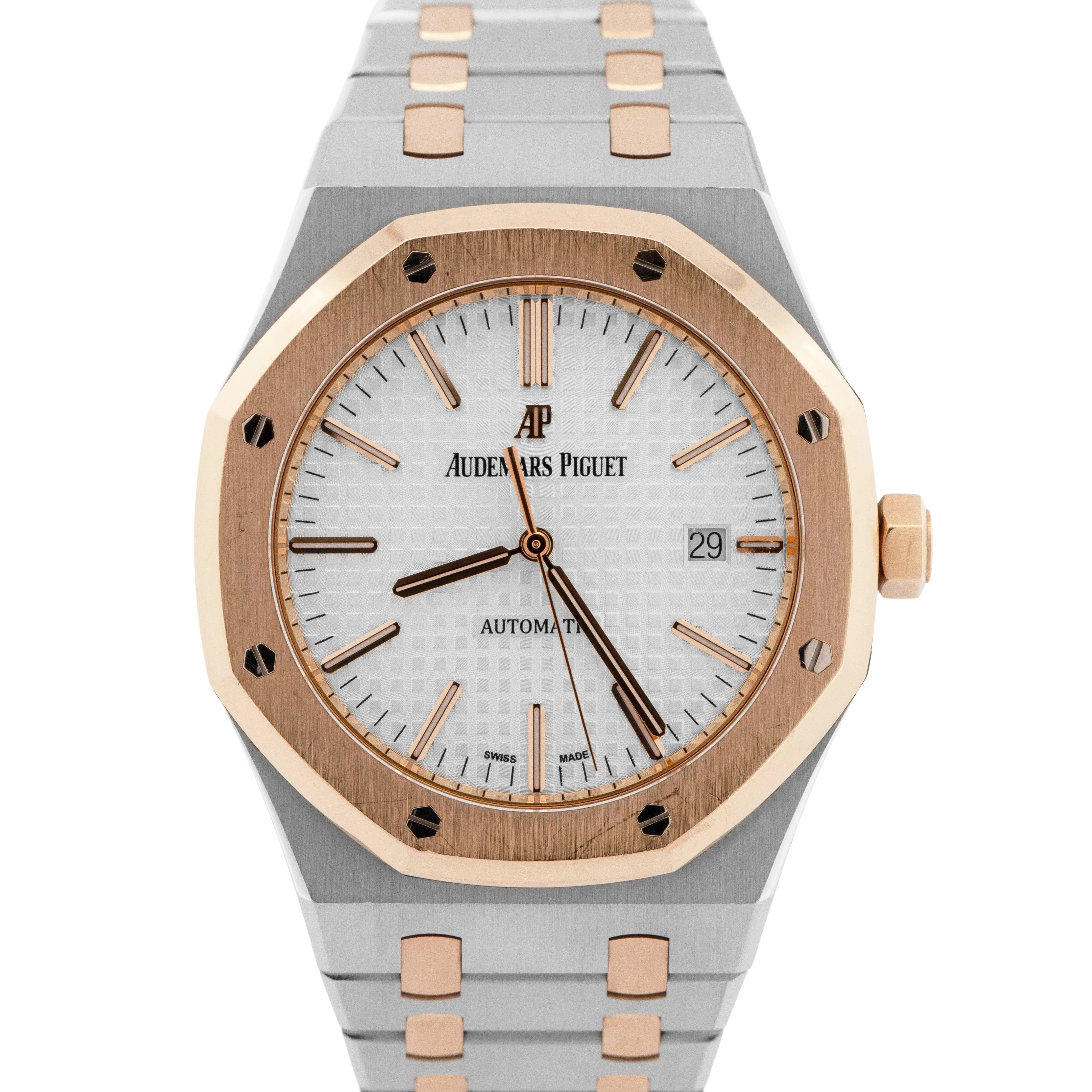 PAPERS Audemars Piguet Royal Oak WHITE Steel Gold 41mm 15400SR.OO.1220SR.01 BOX