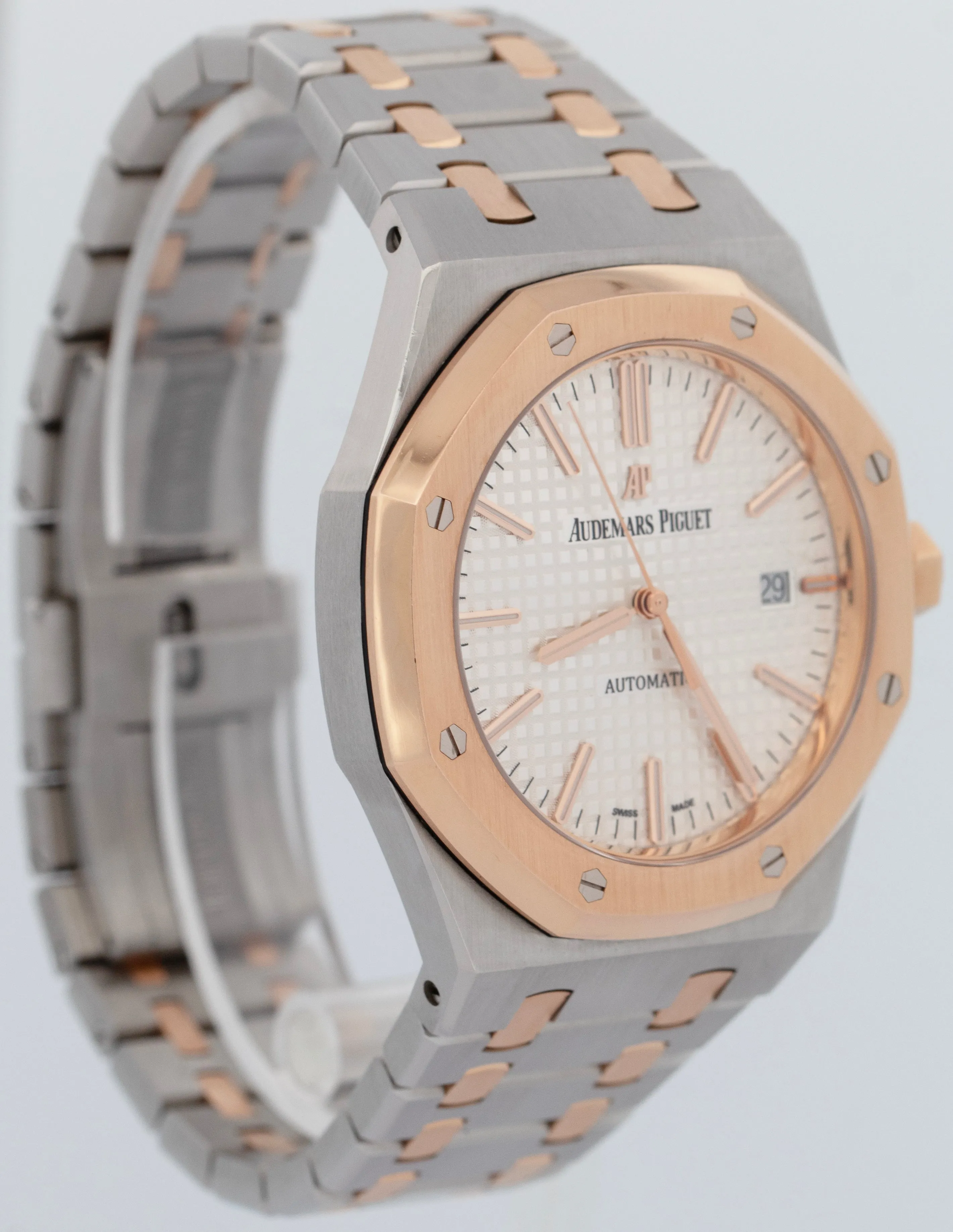 PAPERS Audemars Piguet Royal Oak WHITE Steel Gold 41mm 15400SR.OO.1220SR.01 BOX