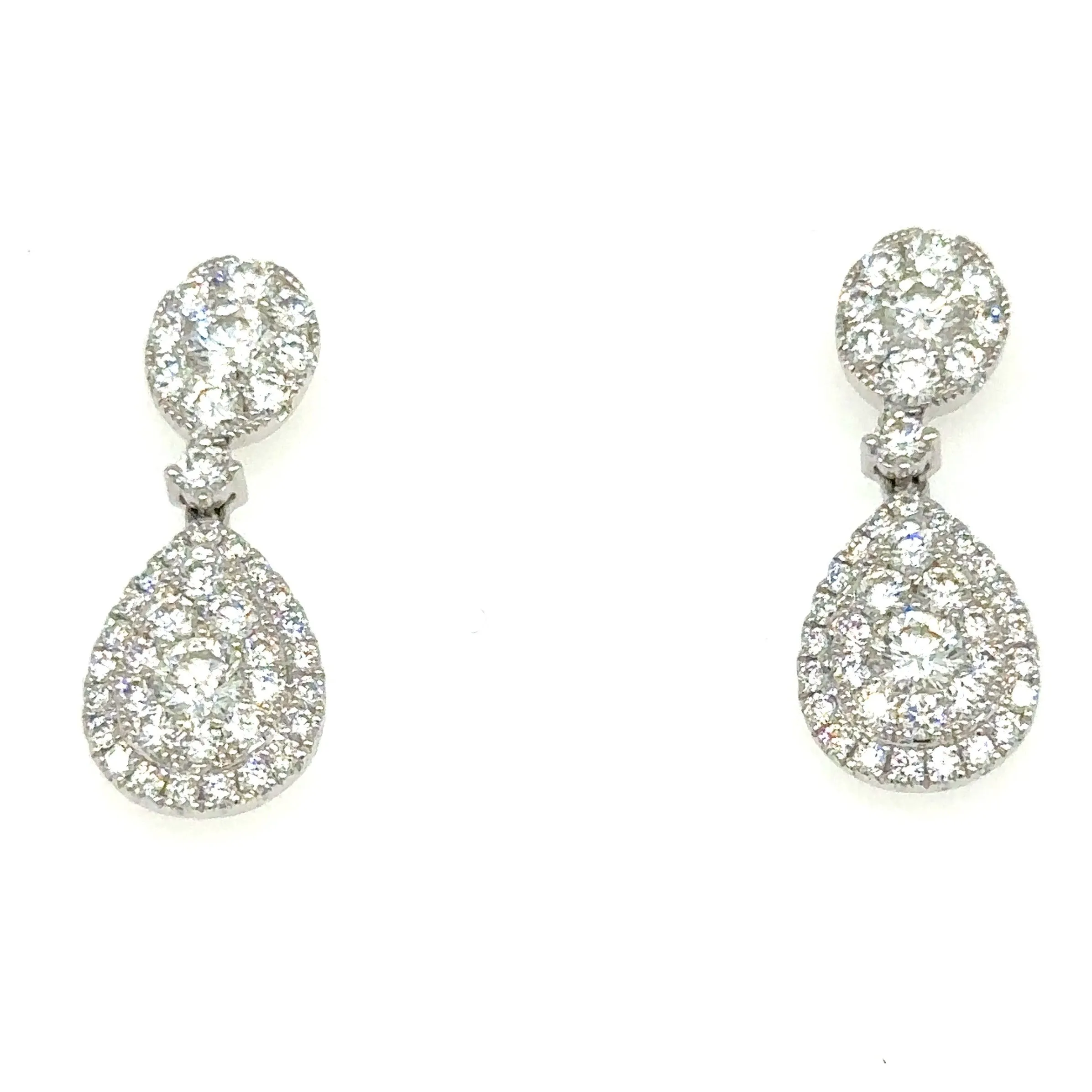 Pear Shape Diamond Invisible-set  Drop Statement Earrings 1.94ct tw