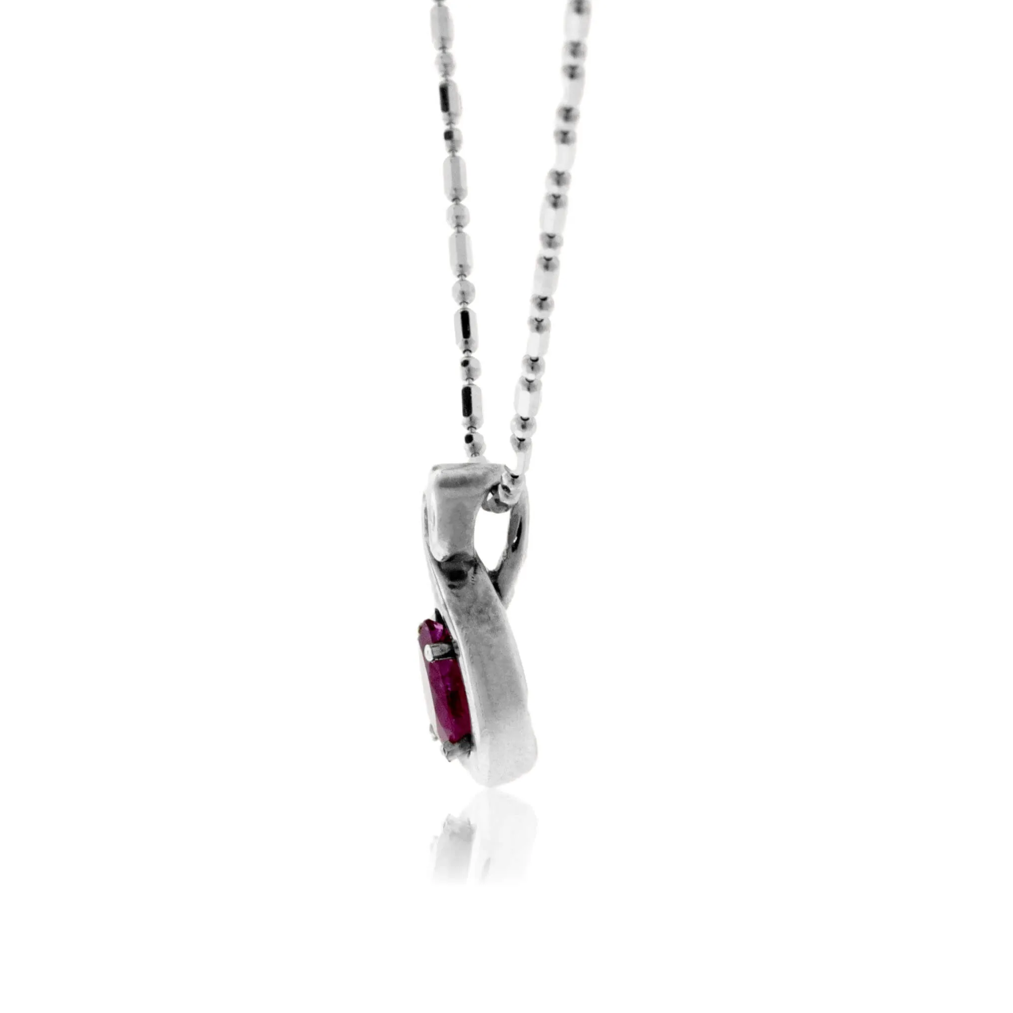 Pear Shaped Ruby Cabochon with Diamond Pendant