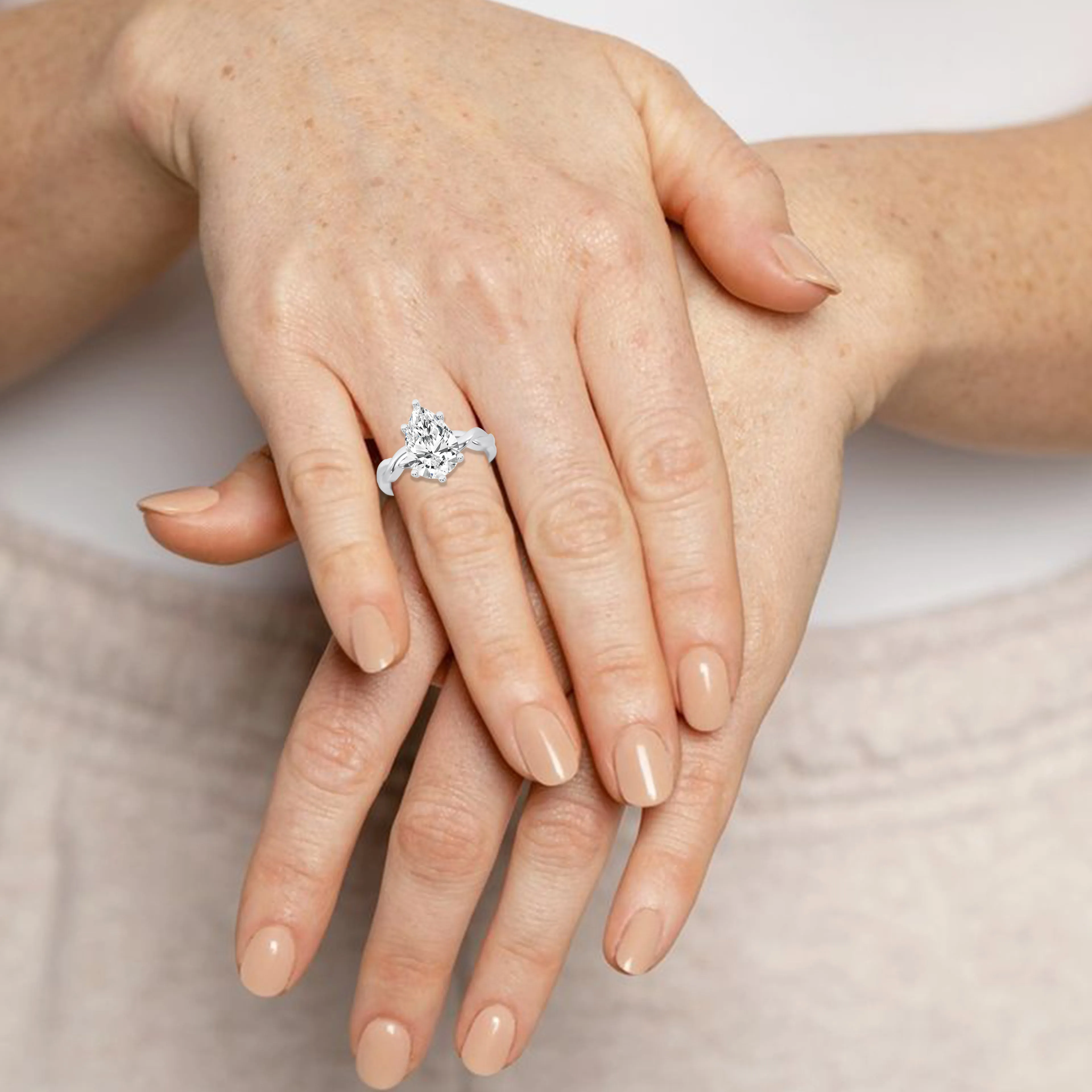 Pear Twisted Engagement Ring