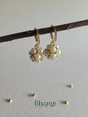 Pearl Cluster Hoop Earrings