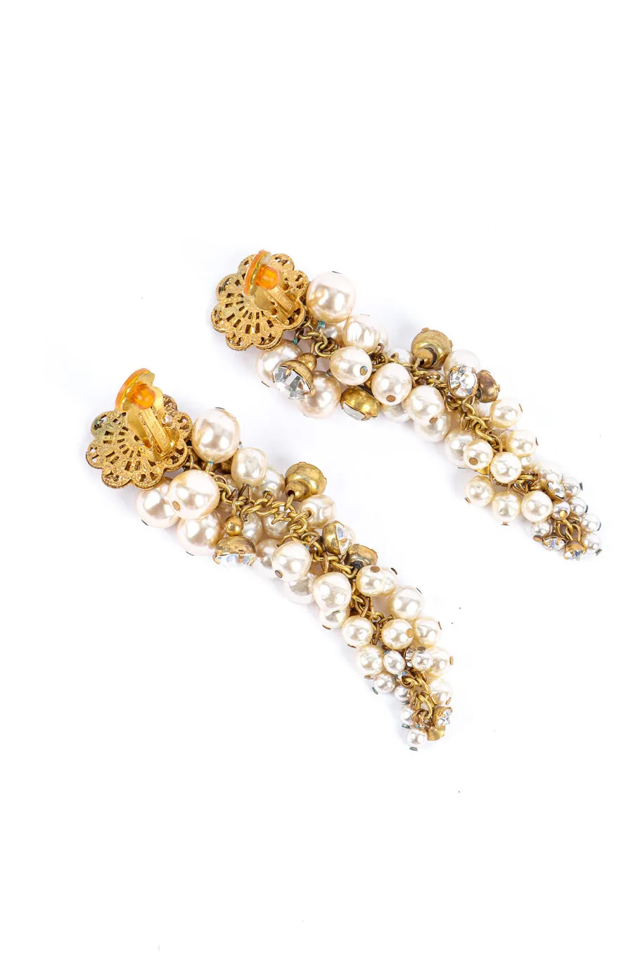 Pearl Cluster Strand Drop Earrings