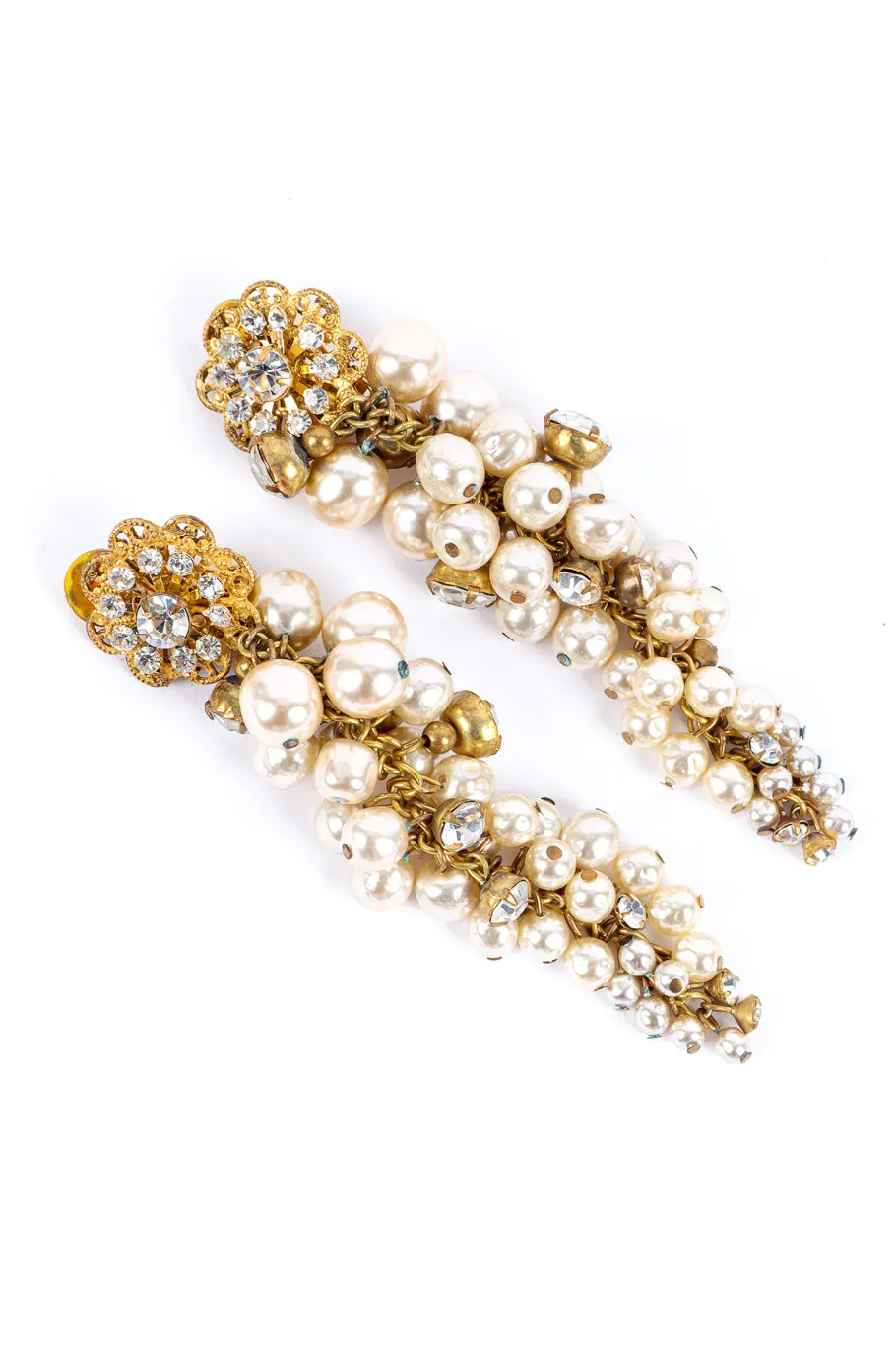 Pearl Cluster Strand Drop Earrings