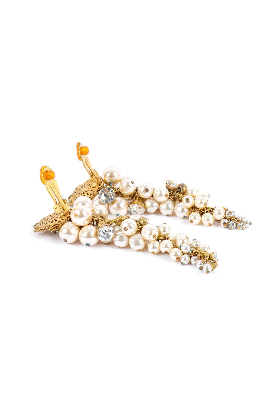 Pearl Cluster Strand Drop Earrings