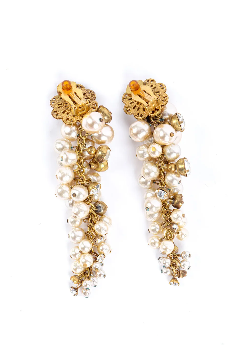 Pearl Cluster Strand Drop Earrings