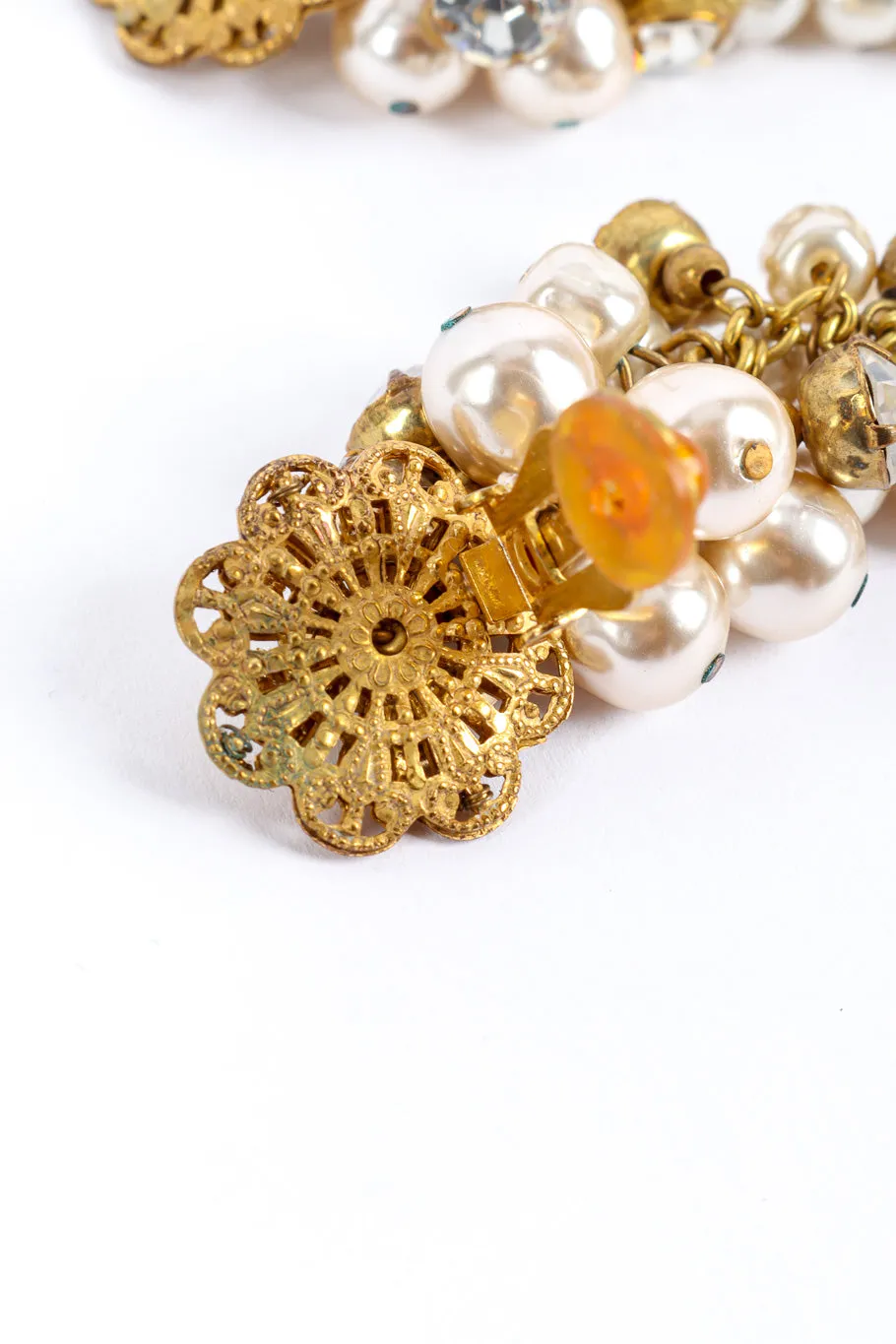 Pearl Cluster Strand Drop Earrings