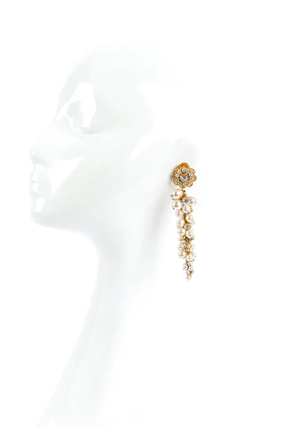 Pearl Cluster Strand Drop Earrings