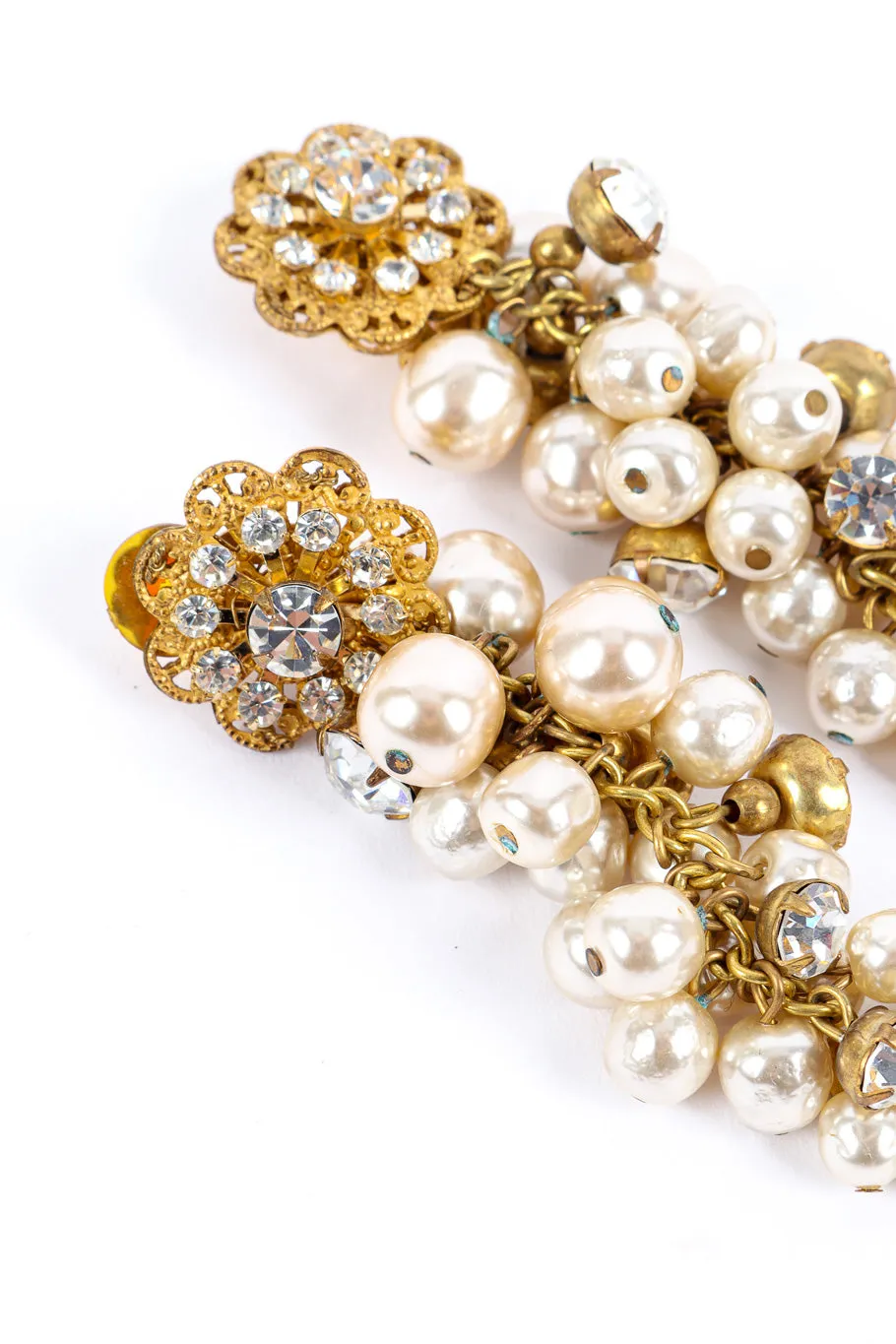 Pearl Cluster Strand Drop Earrings