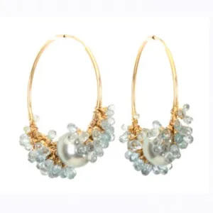 Pearl Sapphire Hoops
