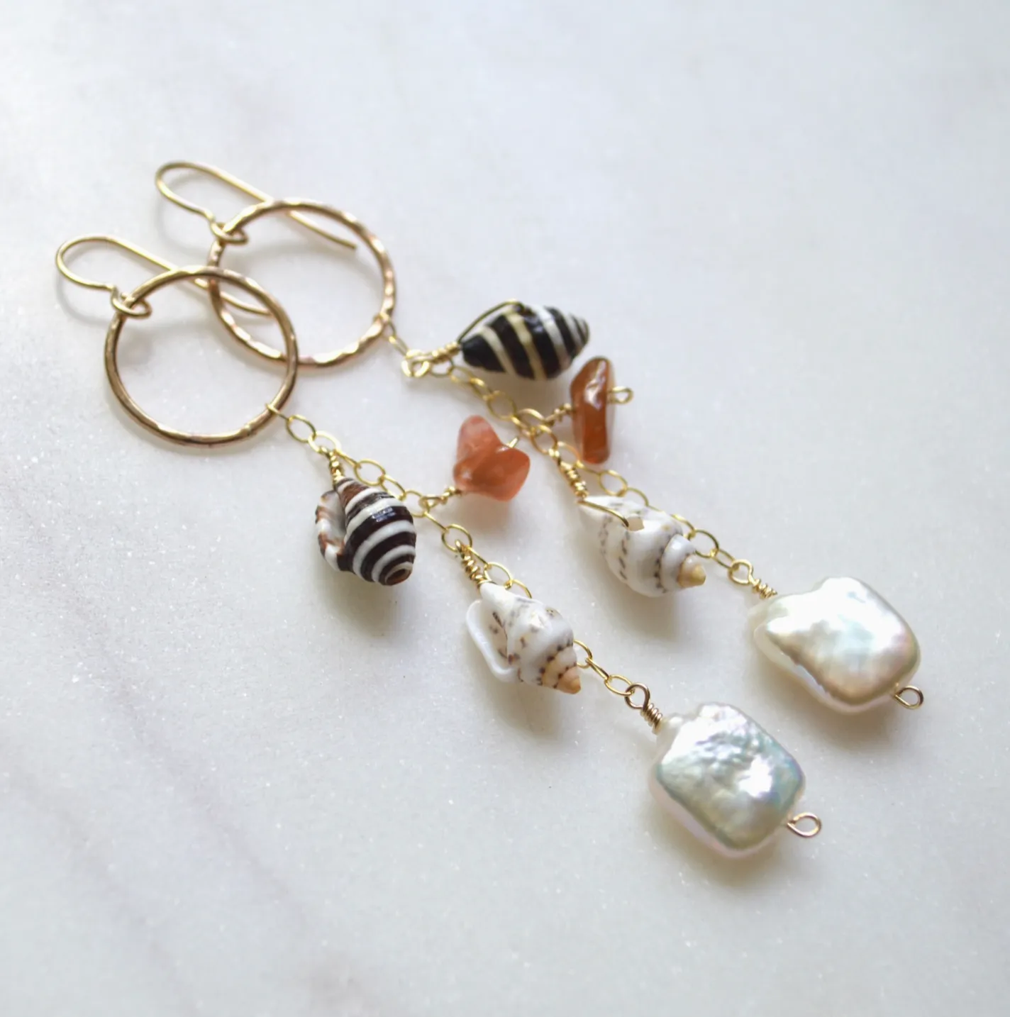 Pearl Shell Cluster Earrings