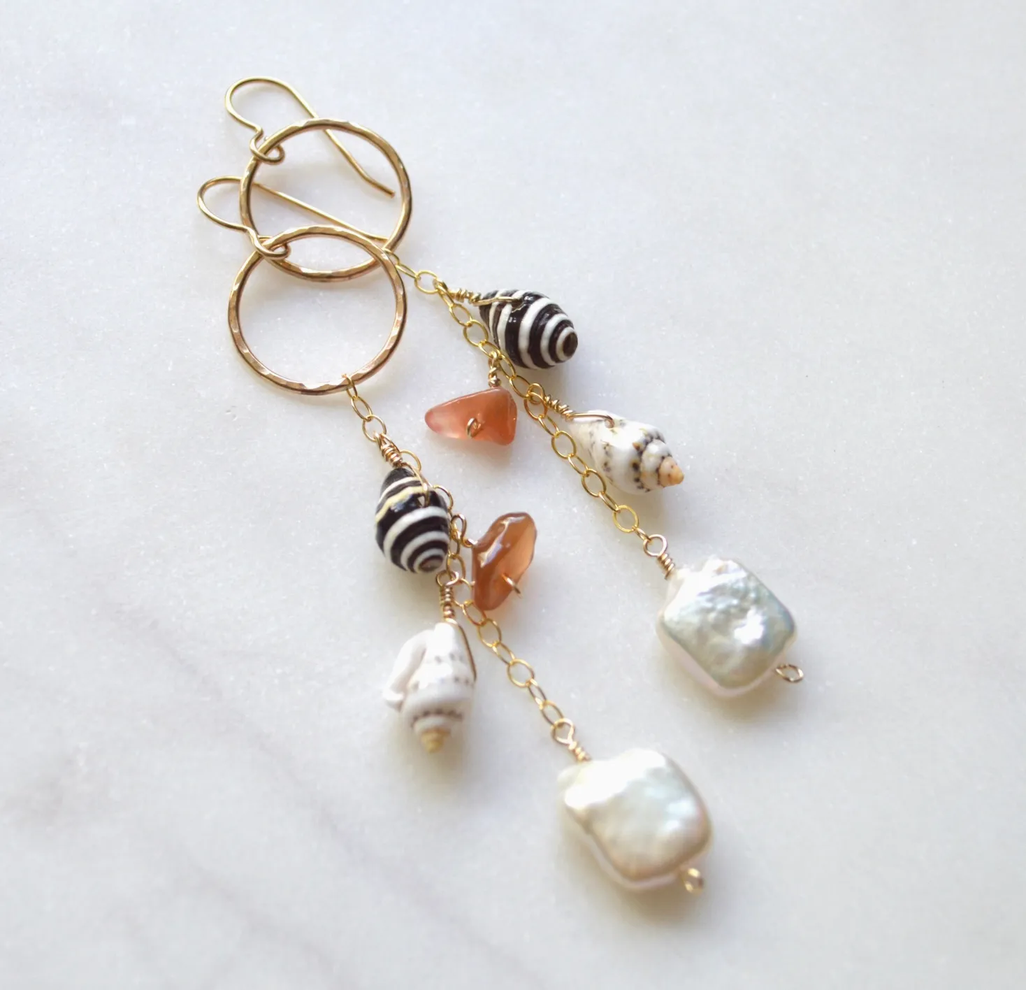Pearl Shell Cluster Earrings