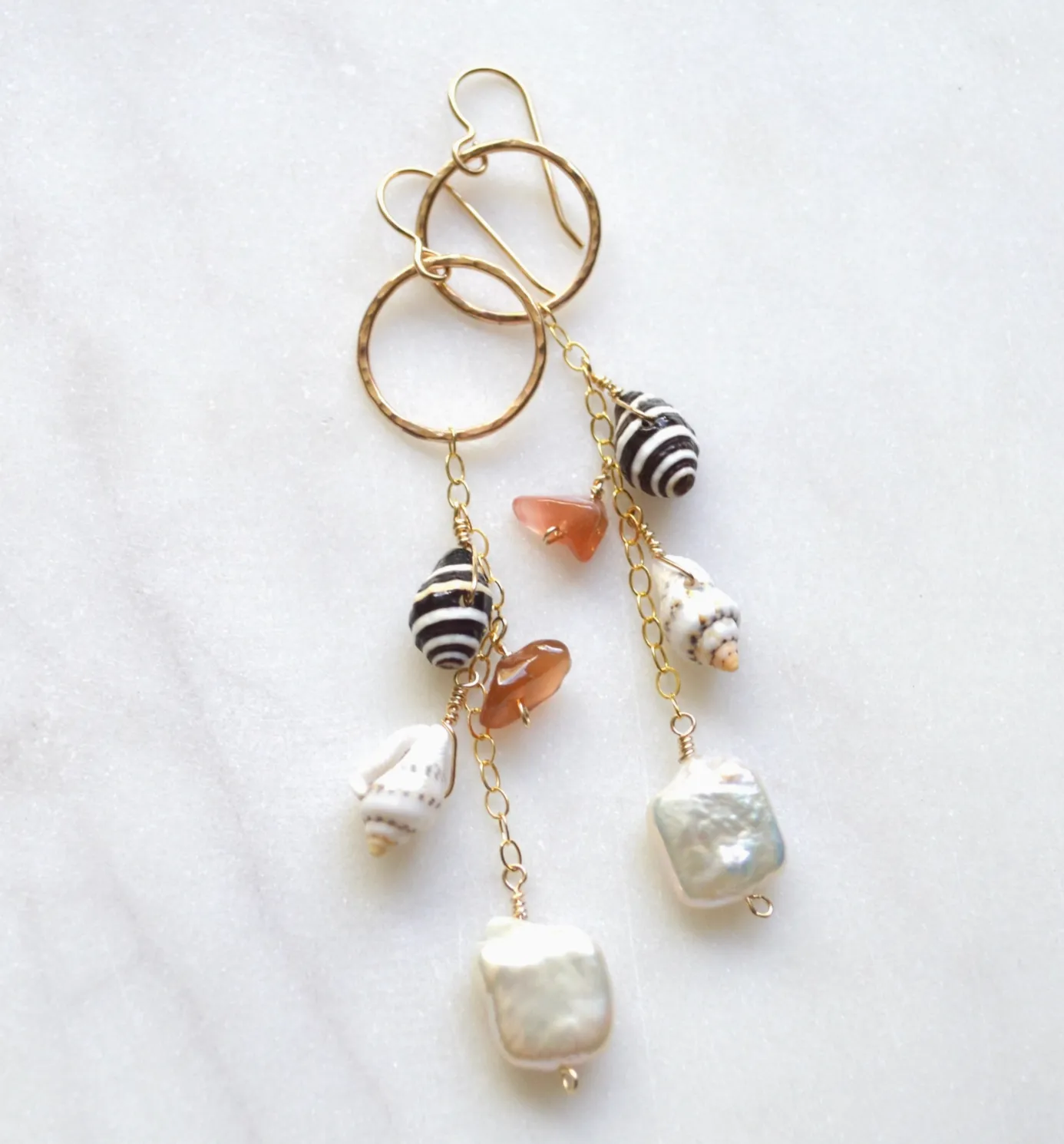 Pearl Shell Cluster Earrings