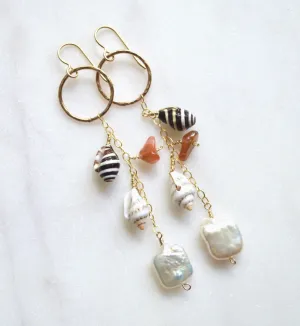 Pearl Shell Cluster Earrings